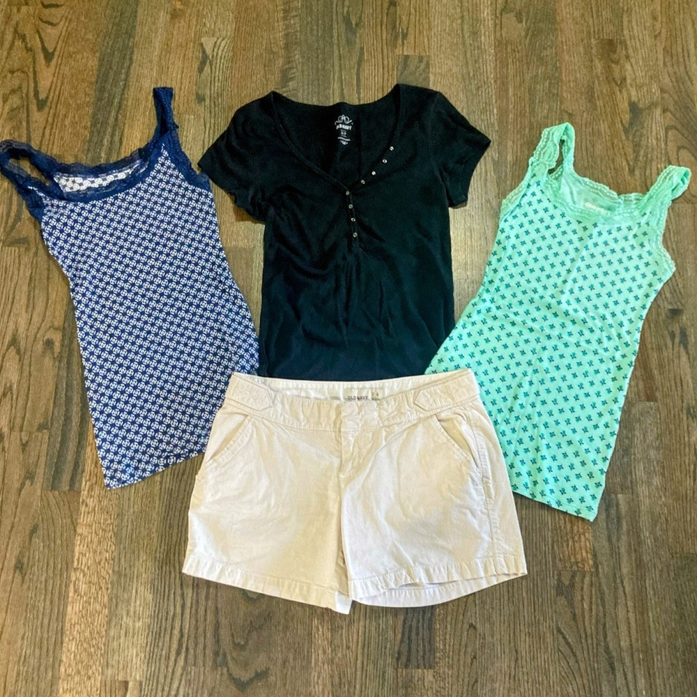 Old Navy tops and a pair of shorts
